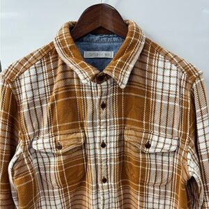 Outerknown Flannel Front Pockets Brown Plaid Shirt Mens Large Lumberjack Hiking